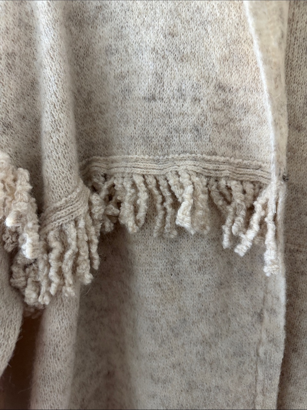 Wit & Wisdom Cream Hooded Fringe Poncho Sweater - Picture 6 of 11